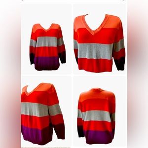 Liz Claiborne multicolor V- neck sweeter 1X